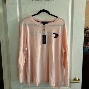 Tommy Hilfiger Women's Plus Heart Logo Cotton Sweater (2X, Ballerina Pink) NWT